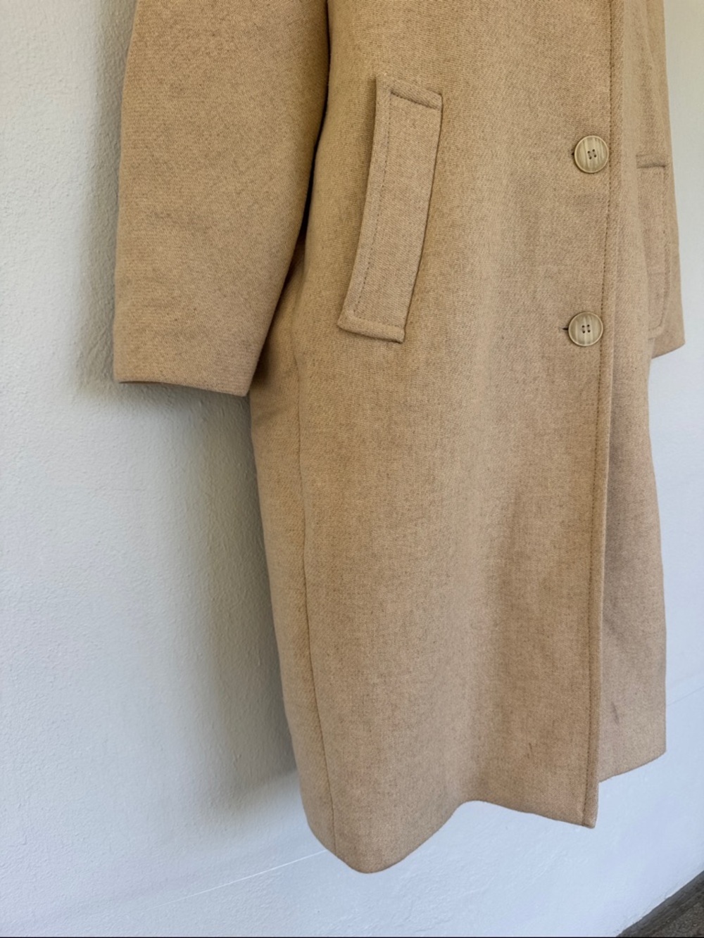 Zara beige cream wool blend longline button up winter peacoat size XS - Picture 8 of 15